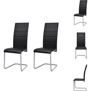 vidaXL Eetkamerstoelen - Zwevend - Kunstleren bekleding - Zwart - 41 x 52.5 x 102.5 cm - Inclusief 2 stoelen - Eetkamerstoel