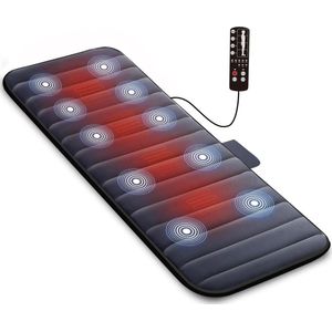 Elektrische massagematras met 10 vibrerende motoren - warmtekussen - 2 therapieën - automatische uitschakeling - ter verlichting van rugpijn