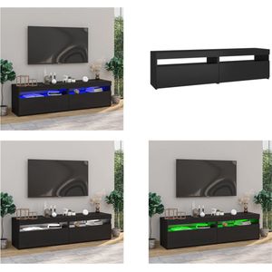 vidaXL Tv-meubelen 2 st met LED-verlichting 75x35x40 cm zwart - Tv-kast - Tv-kasten - Tv-meubel - Tv-meubel Met LED-verlichting