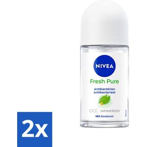 Nivea - Deodorant - Roller - Fresh Pure - 48 Uur Lang Werkend - 50 ml - Voordeelverpakking - 2 stuks