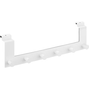 Navaris kapstok deurhanger 6 haken - Kledinghanger of handdoekhaken voor aan de deur - Voor deuren tot 4 cm - Wit