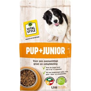 VITALstyle Pup+Junior - Puppy Brokken - Ondersteunt Een Geleidelijke Groei - Met o.a. Brandnetel & Peterselie - 1,5 kg