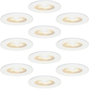 10x HOFTRONIC Nola - LED inbouwspot badkamer en buiten - Wit - Dimbaar - Spotjes verlichting - Badkamerverlichting - IP65 Waterdicht - Rond Ø 53mm - 2700K Extra warm wit (sfeervol) - 5 Watt - 400 Lumen - Plafondspots