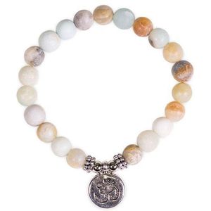 Yogi & Yogini naturals Mala/armband amazoniet elastisch met ohm (8mm)