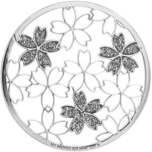 Zilveren Cover Munt met Zirkonia Bloemen