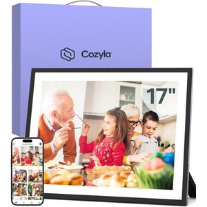 Digitale Fotolijst 17 Inch - Stuur Foto's en Video's via Google Foto's of App - Slimme WiFi Fotolijst met Onbeperkte Opslag
