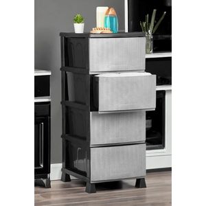 Soroh® - Organizer Chest ladesysteem - 4 middelgrote lades - Kunststof - Zonder Wielen - Zwart/Grijs