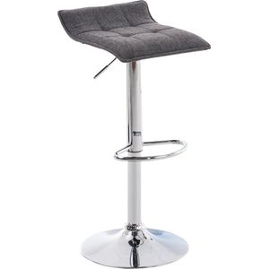 Moderne barkruk Waves - Zonder rugleuning - Ergonomisch - Set van 1 - Barstoelen voor keuken of kantine - Vierkant - Polyester - Grijs/wit - In hoogte verstelbaar - Zithoogte 58-78cm