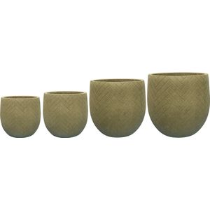 TS Collection - Bloempot Femke - Set van 4 - Fiberclay - Mint