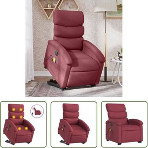 vidaXL Massagestoel - Sta-op-stoel - Sta-op-massagestoel elektrisch verstelbaar stof wijnrood - Elektrische Stoel - Fauteuil - Ergonomische Stoel