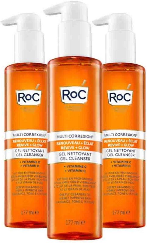 RoC - Multi Correxion Revive + Glow - Gel Cream Cleanser - 3 x 177 ml - Voordeelverpakking