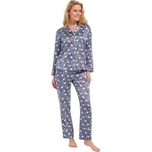 Pastunette dames Pyjama Satijn - Blue Flower - 40 - Blauw