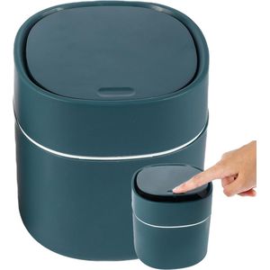 Mini-vuilnisemmer met deksel voor het bureau - perfect voor kleine ruimtes zoals bureautafel, auto - snack-, cosmetica- en keukenafval bewaren - blauw, waterkoker klein 0,5 liter