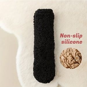 Daity 2 paar lamsvachtsokken voor mannen en vrouwen - middelhoge verdikking en fluweel voor herfst en winter - winterwarme extra dikke vloersokken voor thuis slapen (zwart)