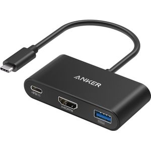 Anker-PowerExpand USB C-hub,3-in-1 USB C-hub met 4K HDMI,100W Power Delivery, USB 3.0-datasluiting, voor iPad Pro, MacBook Pro, MacBook Air, XPS, Note 20, Spectre en meer