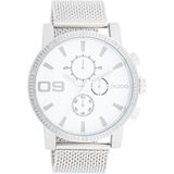 OOZOO Timepieces - Zilverkleurige OOZOO horloge met zilverkleurige metalen mesh armband - C11213