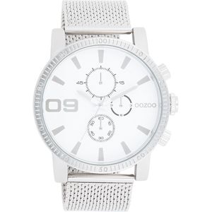 OOZOO Timepieces - Zilverkleurige OOZOO horloge met zilverkleurige metalen mesh armband - C11213