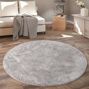 Paco Home Rond Vloerkleed Hoogpolig Tapijt Woonkamer Kinderkamer Fluffy Pluche Zacht Pluizig Modern Ø 80 cm Rund