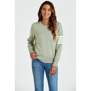 Trui-top met strepenpatroon in olijfgroen