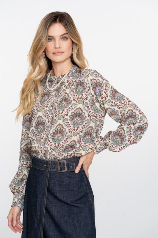 Geisha - Blouse lange mouw - Blauw - 53637-20