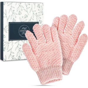 INTER-ESQUE Scrubhandschoenen - Exfoliating Glove - Roze - 2 Stuks