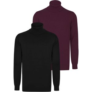 Felix Hardy - Colturi - Trui 2 Pack - Zwart-Bordeaux - 100% Katoen