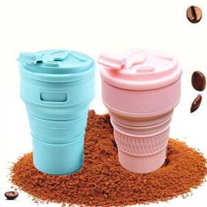 Shobb - Opvouwbare beker - Inklapbare beker - Koffiebekers to go - Blauw en Roze - 350ml