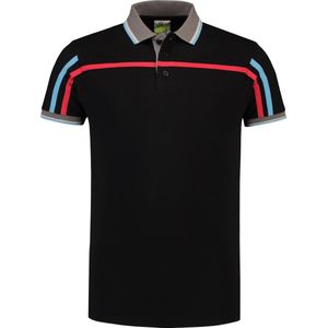 Lemon & Soda polo met tipping en korte mouwen voor heren in de kleur zwart in de maat XXL.