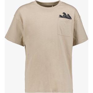 Name It jongens T-shirt met borstzakje beige - Maat 122/128