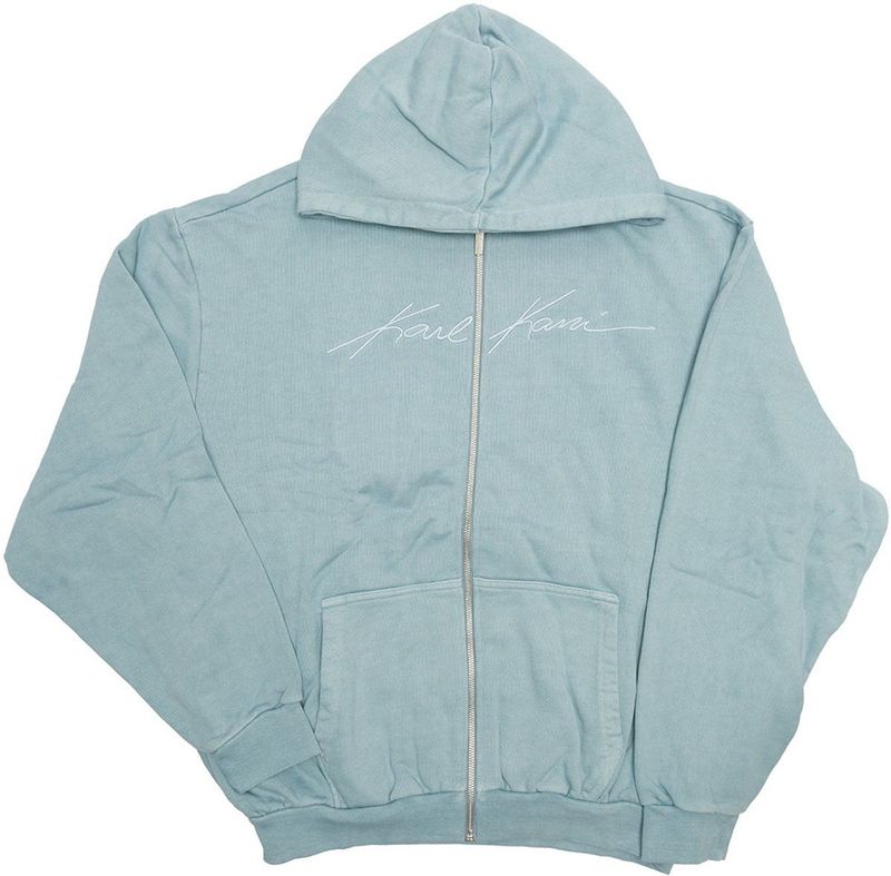 Karl Kani - Autograph Heavy OS Zip Hoodie - Lichtblauw - Sweatshirt