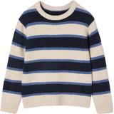 Trui - Gemêleerd Wit - Jongens - Lange Mouwen - Ronde Hals - Grafische Streep