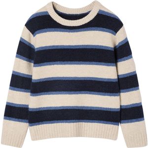 Trui - Gemêleerd Wit - Jongens - Lange Mouwen - Ronde Hals - Grafische Streep