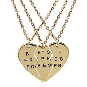 Bff ketting goudkleurig 3delig