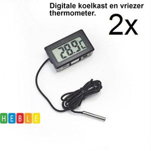 *** 2x Digitale Koelkast- en Vriezer-Thermometer - Temperatuur Meten - Digitale Thermometer - Batterijen (Exclusief) - van Heble® ***