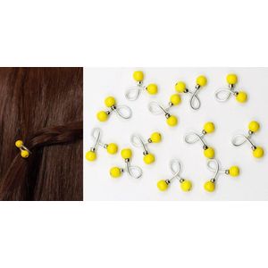 Haar binders met houten kralen geel