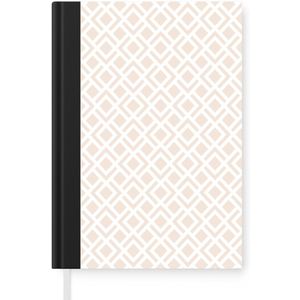 Notitieboek - Schrijfboek - Patronen - Abstract - Beige - Geometrie - Notitieboekje klein - A5 formaat - Schrijfblok