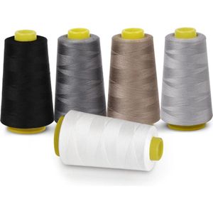 Naaigaren Duurzame,1Plusselect 5 Kegels Overlockgaren Naaigaren 40/2 per 3000 Yard (2743 Meter),100% polyester Spoelen Universeel, 5 Kleuren Scheurvast Garen van Toepassing Handnaaien of Naaimachines