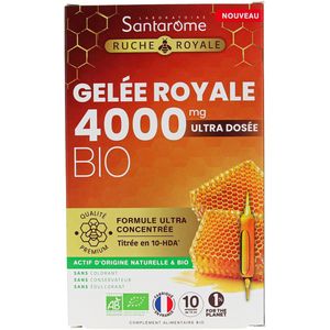 Santarome Royal Hive Royal Jelly 4000 mg Organic 10 Flesjes