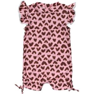 Snapper Rock - UV Zwempak voor baby's - Korte flutter mouw - Wild Love - Roze - maat 0 (< 68cm)
