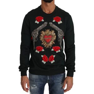 Groene Crystal Heart Roses Gun Sweater