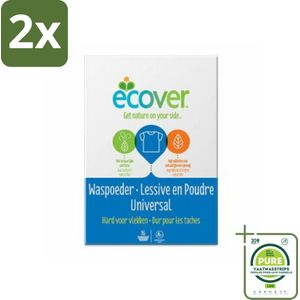Ecover - Waspoeder Universal - Voor witte & bonte was - 1,2 kg - Voordeelverpakking - 2 stuks - Waspoeder - Biologisch afbreekbaar