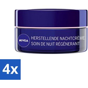 4 x NIVEA - Nachtcrème - Essentials +24U Voedend - Voor gevoelige & droge huid - Met Sheaboter & Amandelolie - 50 ml - Nivea Nachtcreme - Voedende Nachtcreme - Droge Huid - Gevoelige Huid - 24 Uur Hydratatie