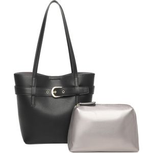 Ines Delaure - Hippe tas in tas handtas - 2 tassen voor 1 - zwart