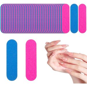 100 stuks - Schuurstrips - Nagelvijl - Mini houtvijl - Nagels vormen - nagelschuurstrips - mini-nagelvijl - nagelvijlset - mini-nagelvijlen - manicure-instrumenten - manicure - voor thuis- en salongebruik - 180/240 grit - 5*1.3 cm - roze, blauw