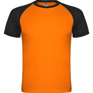 Fluor Oranje met Zwart unisex sportshirt korte mouwen Indianapolis merk Roly maat M