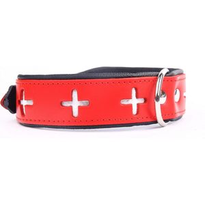 Dog's Companion Leren Halsband - Swiss - Lengte: 45 cm Verstelbaar van 32-41 cm x 40 mm - Rood