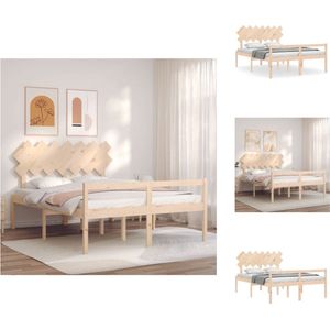 vidaXL Bed Massief Grenenhouten Serene - Tweepersoonsbed 140x190 - Functioneel design - Bed