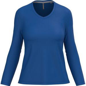 Kariban Dames t-shirt V-hals lange mouwen K382 - Royal Blue - S