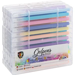 Grafix Gelpennen 48-delig | 12x neonpennen | 12x Glitterpennen | 12x Metallic pennen | 12x pastelpennen - Gelpennen voor kinderen en volwassenen
