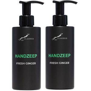 Handzeep Fresh Ginger 300 ml - met pomp - zwarte fles - set van 2 stuks